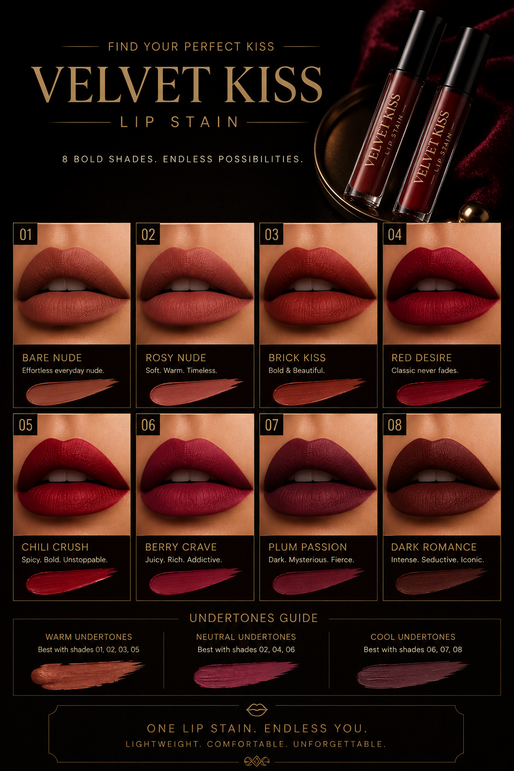 Velvet Kiss Lip Stain – Waterproof Matte Lip Tint