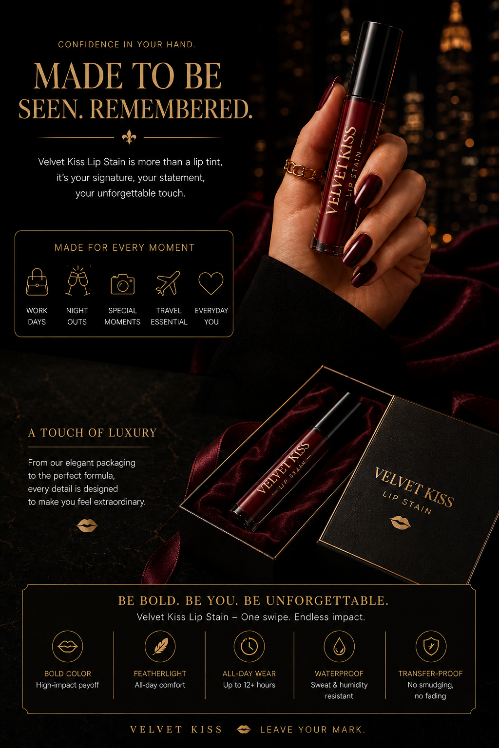 Velvet Kiss Lip Stain – Waterproof Matte Lip Tint
